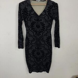 Charlotte Russe Black and Gray Patterned Midi Dress